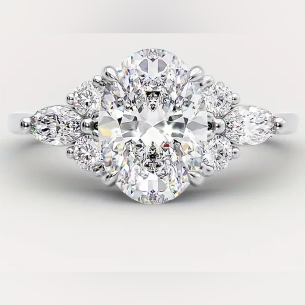 Certified GRA Moissanite Ring 18k Gold over Sterling Silver Sz 6! NEW - Picture 2 of 12